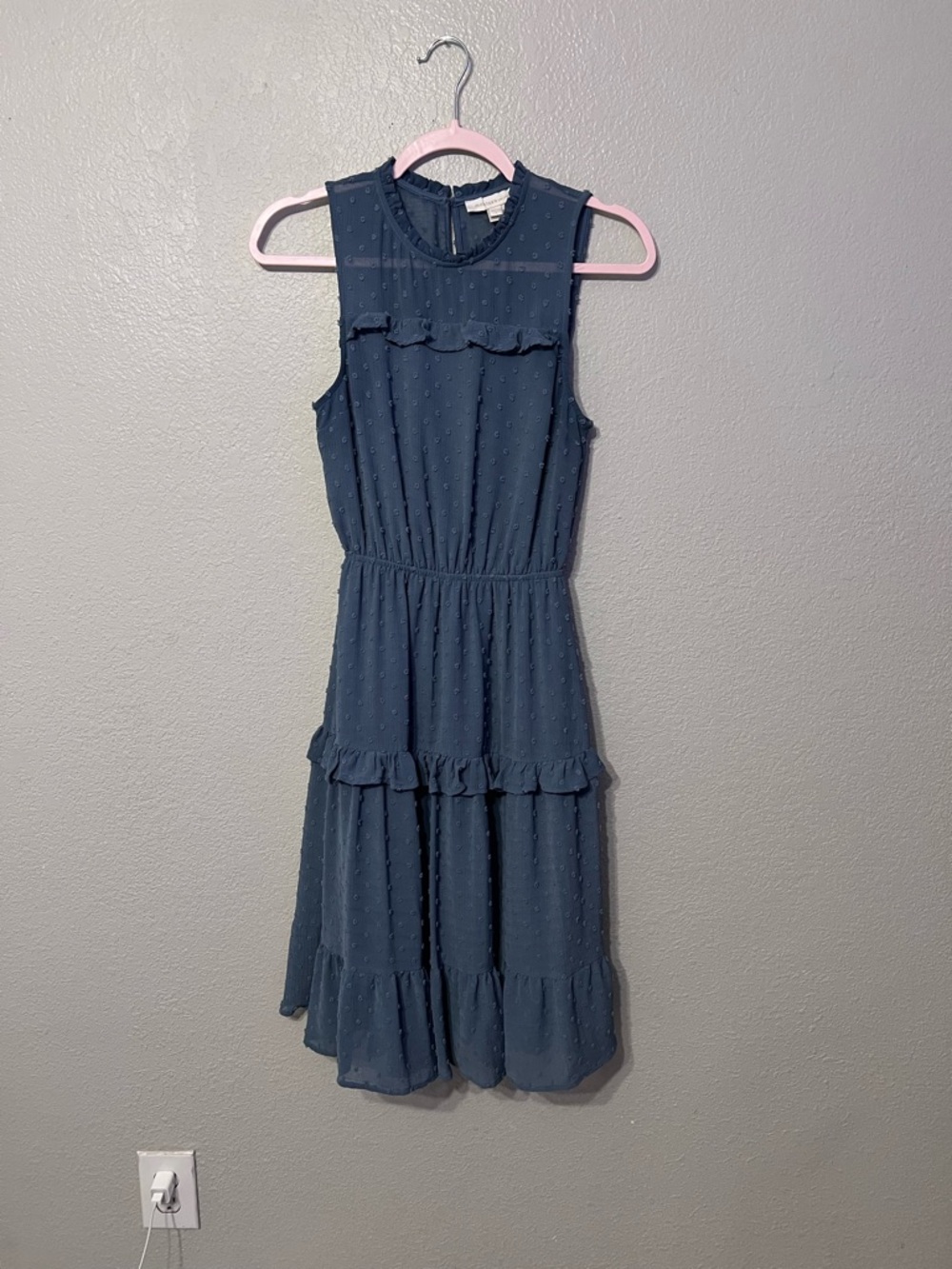 Sleeveless Ruffled Midi Dress in Dark Blue